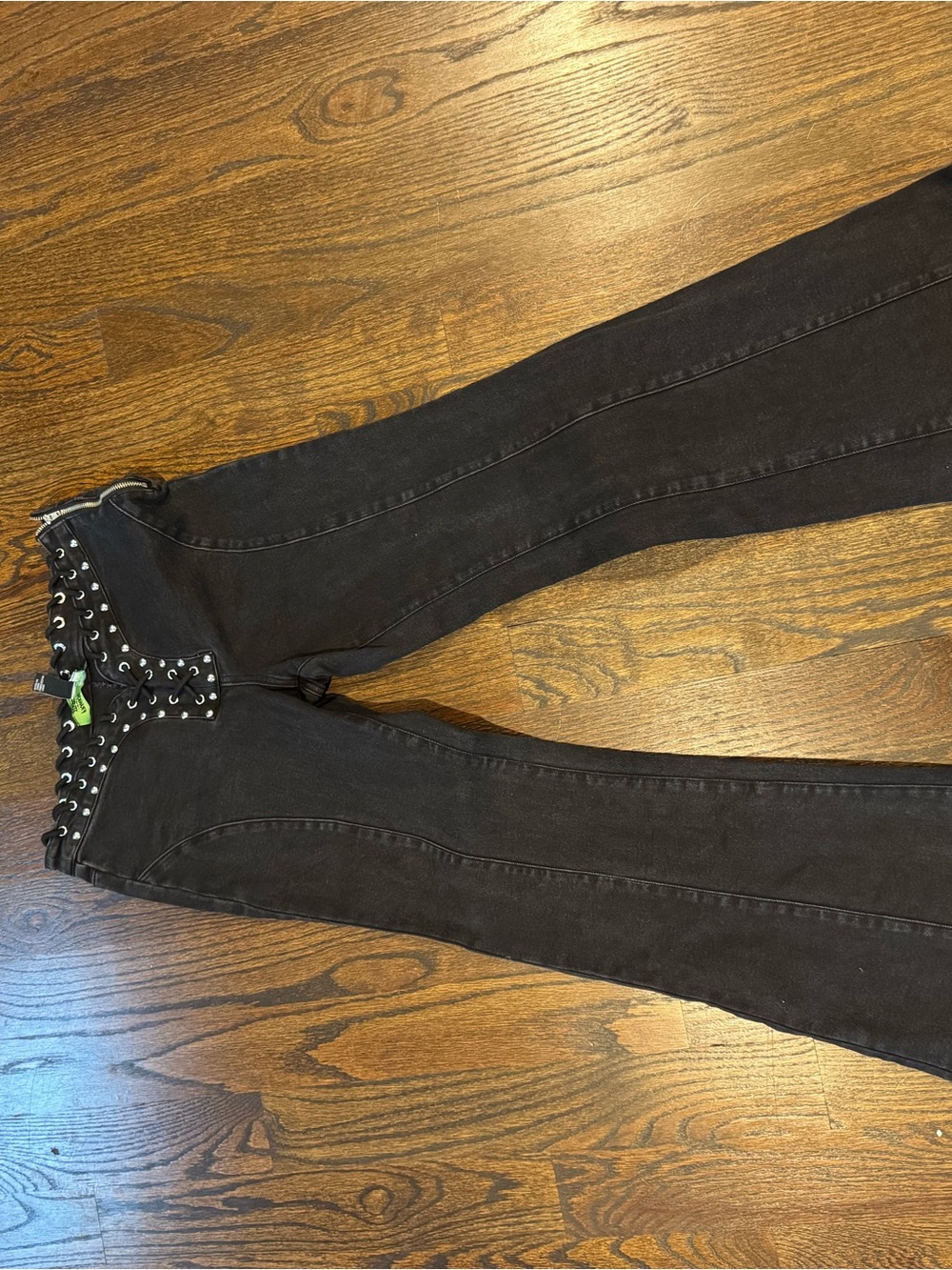 Women’s Black Lace-Up Waist Jeans